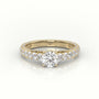 Round Cut Diamond 4 Prongs Pave Setting Engagement Ring — Yellow Gold