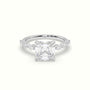 Asscher Cut Diamond Engagement Ring With Marquise And Round Side Stones — White Gold