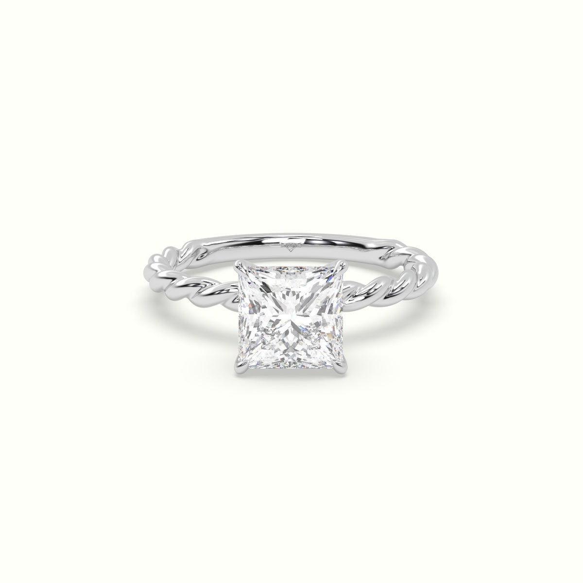 Princess Cut Diamond Solitaire Engagement Ring — White Gold