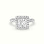 Princess Cut Halo Diamond Engagement Ring — White Gold