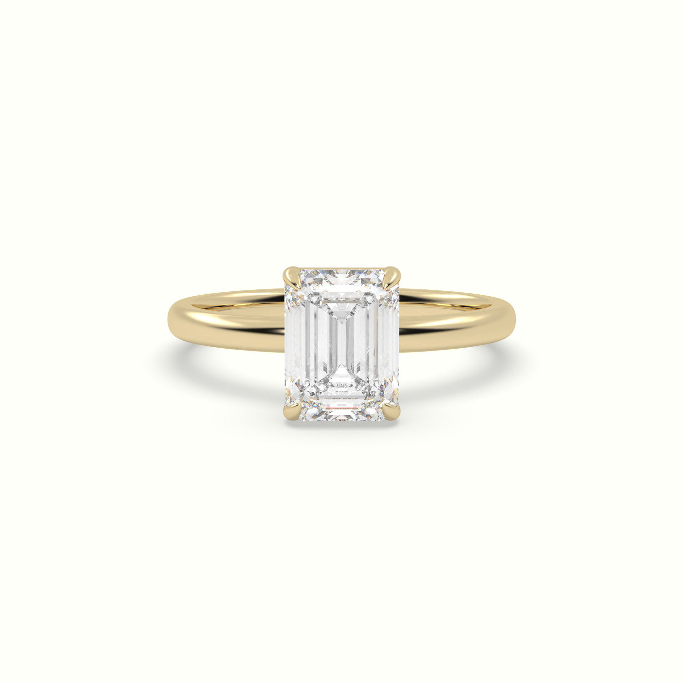 Emerald Cut Solitaire Engagement Ring — Yellow Gold