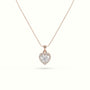 Heart Cut Solitaire Halo Diamond Pendant — Rose Gold