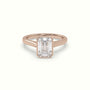 Emerald Cut Diamond Bezel Set Engagement Ring — Rose Gold