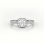 Round Cut Diamond 4 Prongs Halo Scallop Setting Engagement Ring — White Gold
