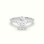 Oval Center Diamond Engagement Ring With Marquise And Round Side Stones — White Gold