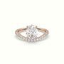 Oval Diamond Solitaire Curved Pavé Engagement Ring — Rose Gold