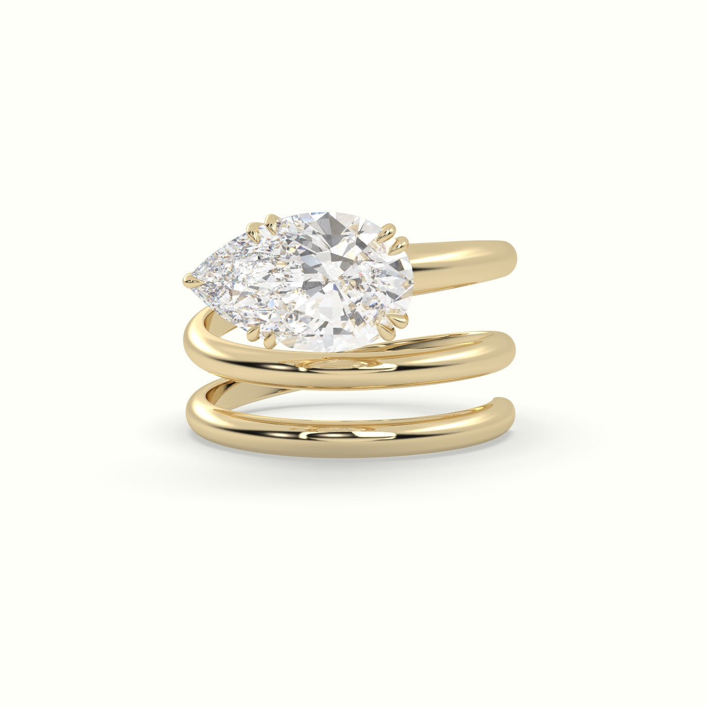 Pear Diamond Solitaire Snake Wrap Engagement Ring — Yellow Gold