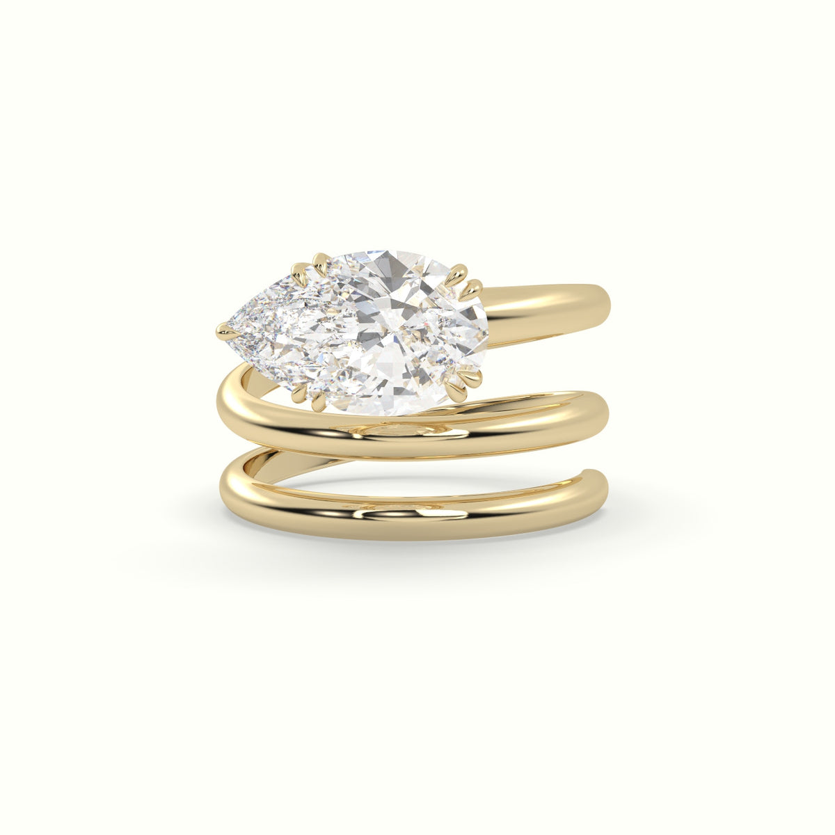 Pear Diamond Solitaire Snake Wrap Engagement Ring — Yellow Gold