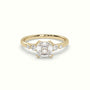 Asscher Diamond Solitaire Side Stone Engagement Ring — Yellow Gold