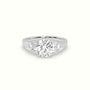 Round Cut Diamond Side Stone Engagement Ring — White Gold