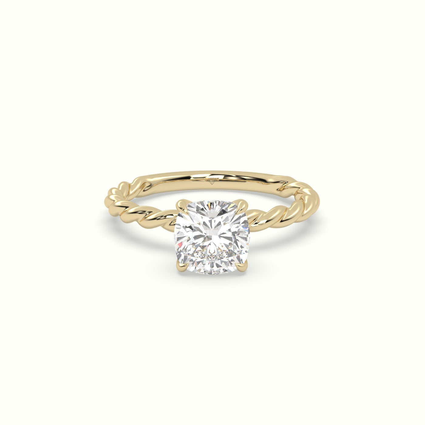 Cushion Cut Diamond Solitaire Engagement Ring — Yellow Gold