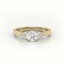 Round Cut Diamond 4 Prongs Side Stone Setting Engagement Ring — Yellow Gold