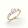 Classic Round Diamond Side-Stone Engagement Ring — Yellow Gold