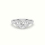 Cushion Diamond Trilogy Half Moon Engagement Ring — White Gold