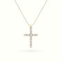 Round Diamond Cross Pendant Necklace — Yellow Gold