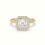 Asscher Cut Halo Diamond Engagement Ring — Yellow Gold