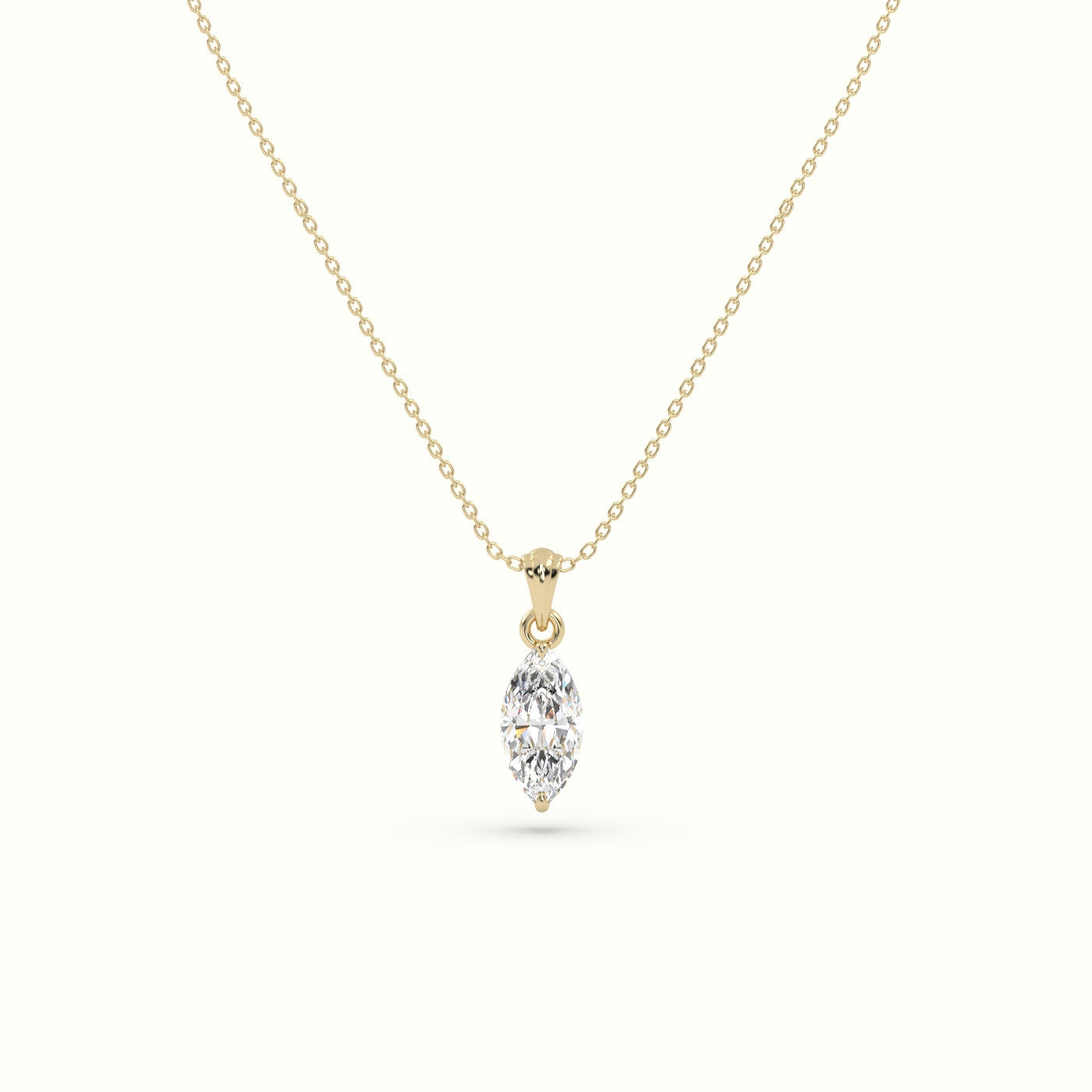Marquise Cut Solitaire Diamond Pendant — Yellow Gold