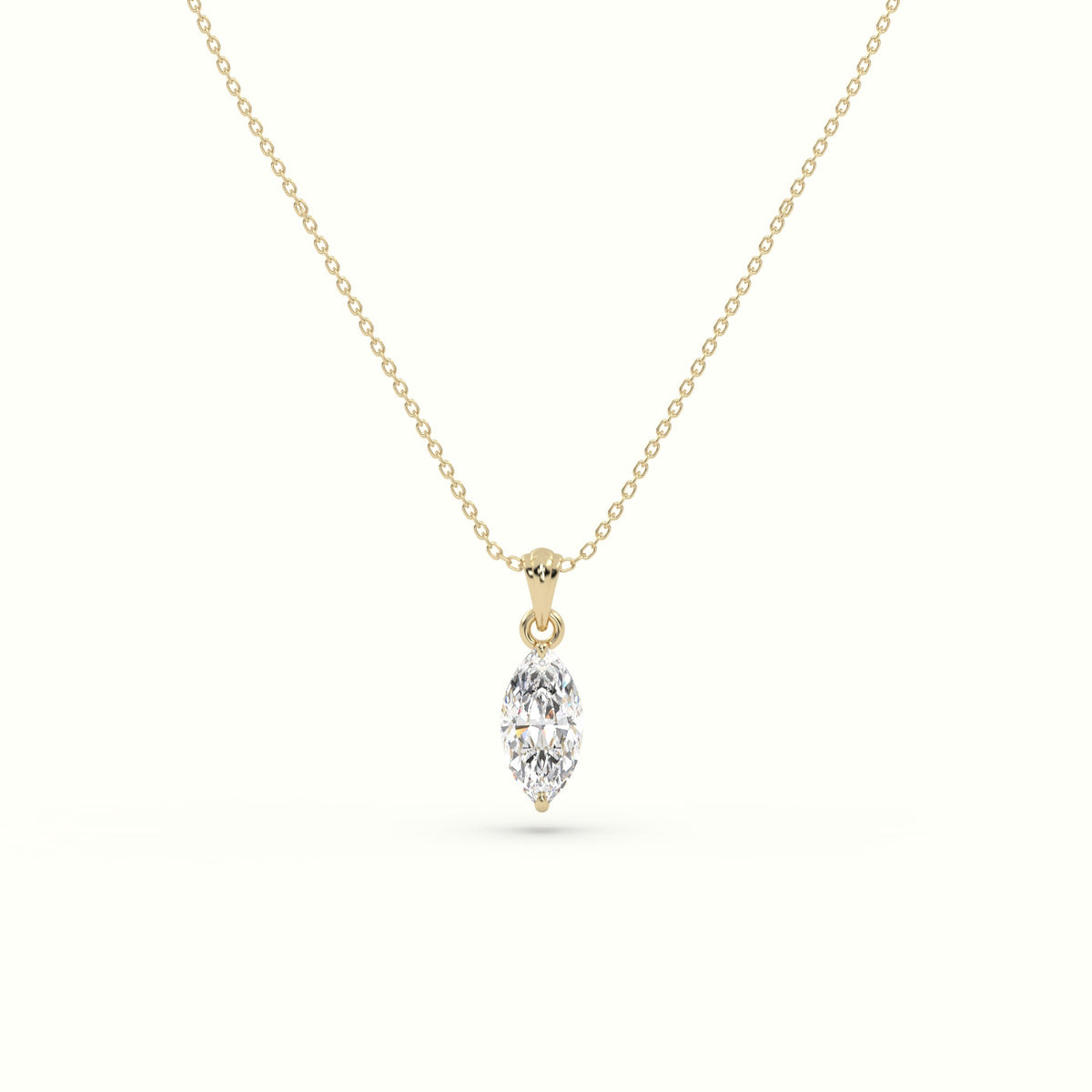 Marquise Cut Solitaire Diamond Pendant — Yellow Gold