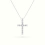 Round Diamond Cross Pendant Necklace — White Gold