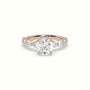 Round Diamond Side Stone Engagement Ring — Rose Gold