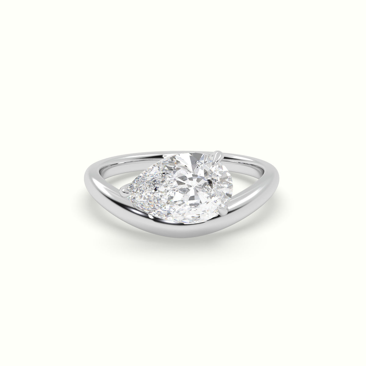 Pear Diamond Solitaire Engagement Ring — White Gold