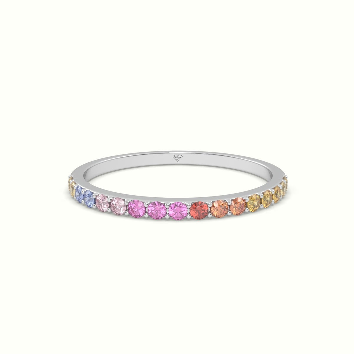 Rainbow Half Eternity Ring Natural Sapphires — White Gold