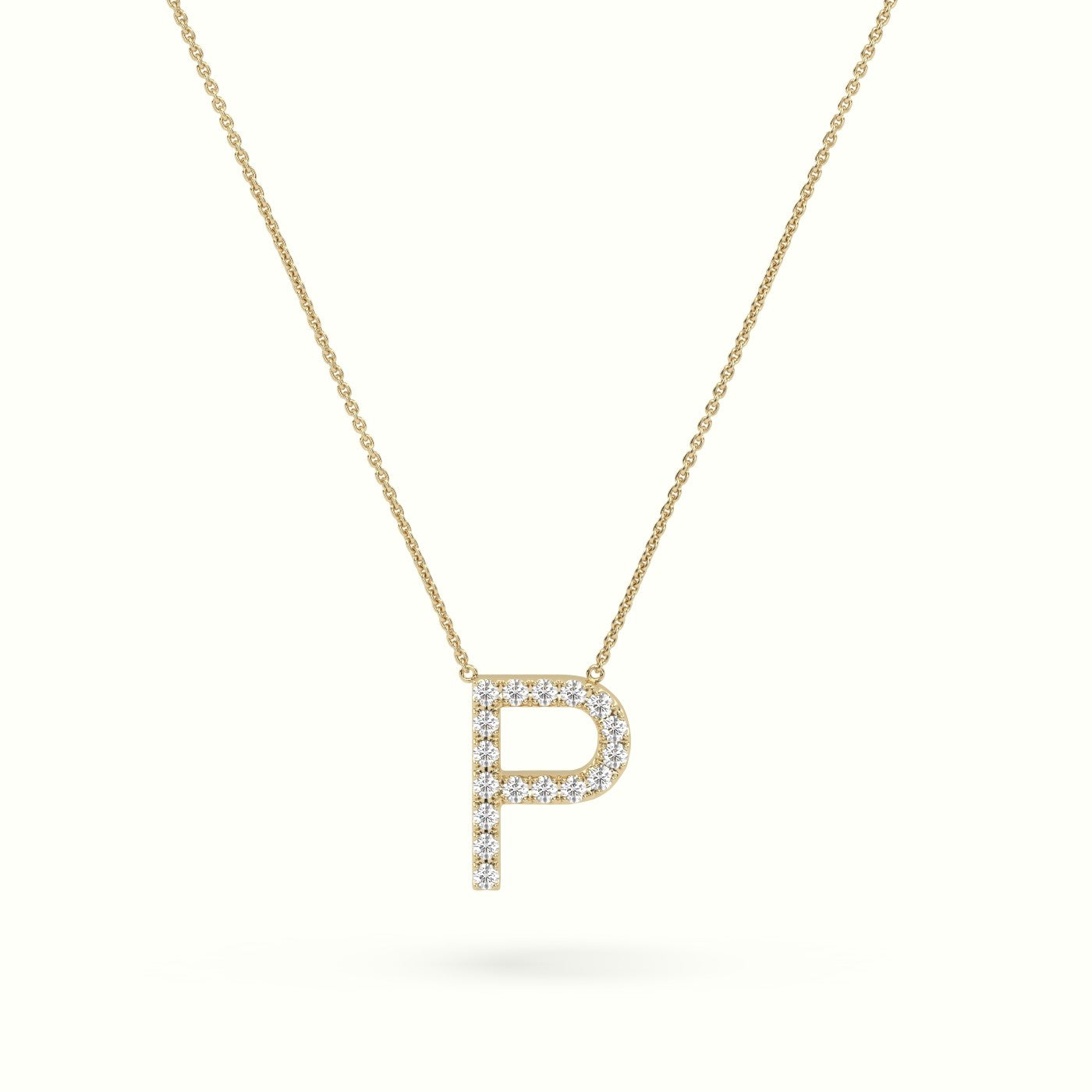 Initial "P" Diamond Necklace - 18k Gold — Yellow Gold