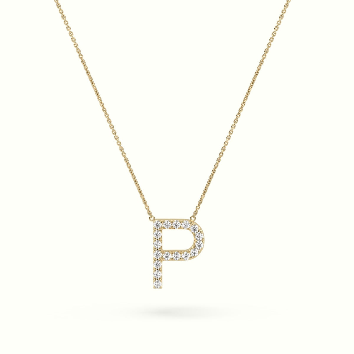 Initial "P" Diamond Necklace - 18k Gold — Yellow Gold