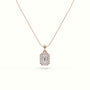 Emerald Cut Solitaire Halo Diamond Pendant — Rose Gold