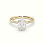 Oval Cut Diamond Pave Engagement Ring — Yellow Gold