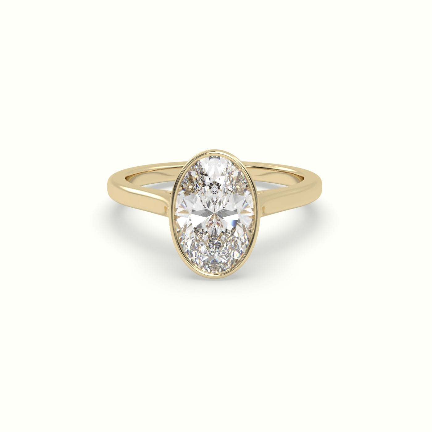 Oval Cut Diamond Bezel Set Engagement Ring — Yellow Gold