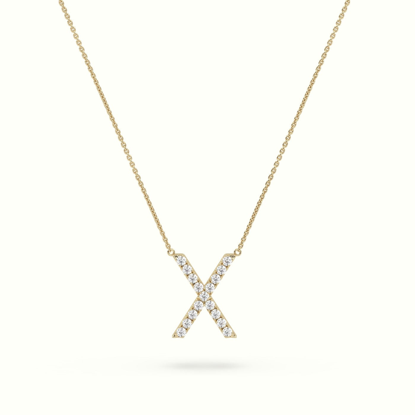 Initial "X" Diamond Necklace - 18k Gold — Yellow Gold