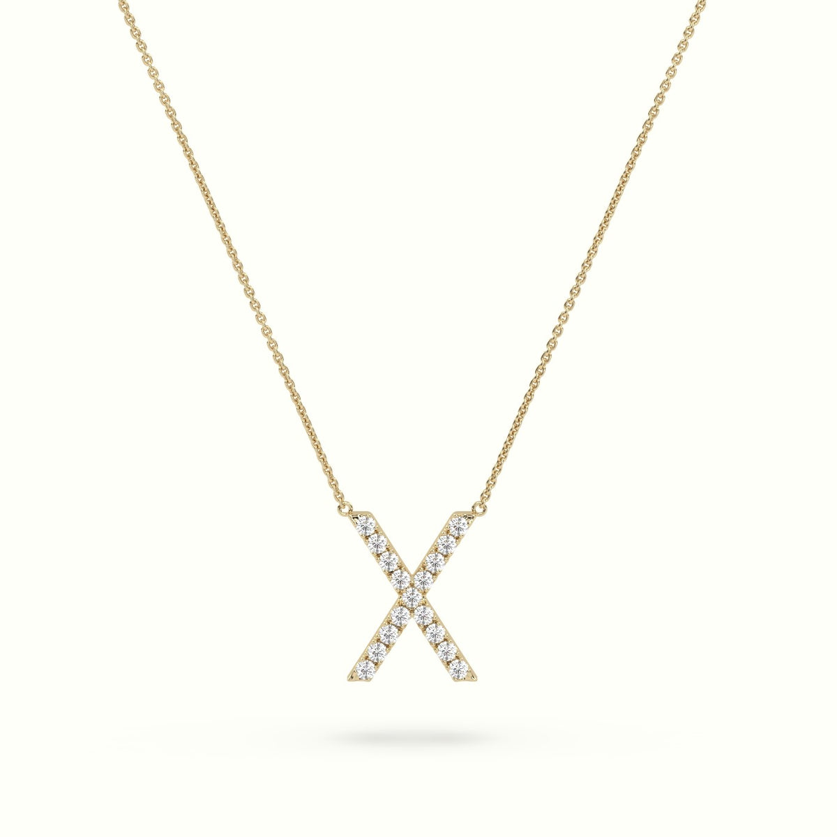 Initial "X" Diamond Necklace - 18k Gold — Yellow Gold