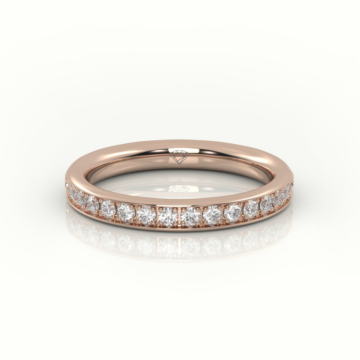 Round-Cut Diamonds Channel Setting Eternity Wedding Band — Rose Gold