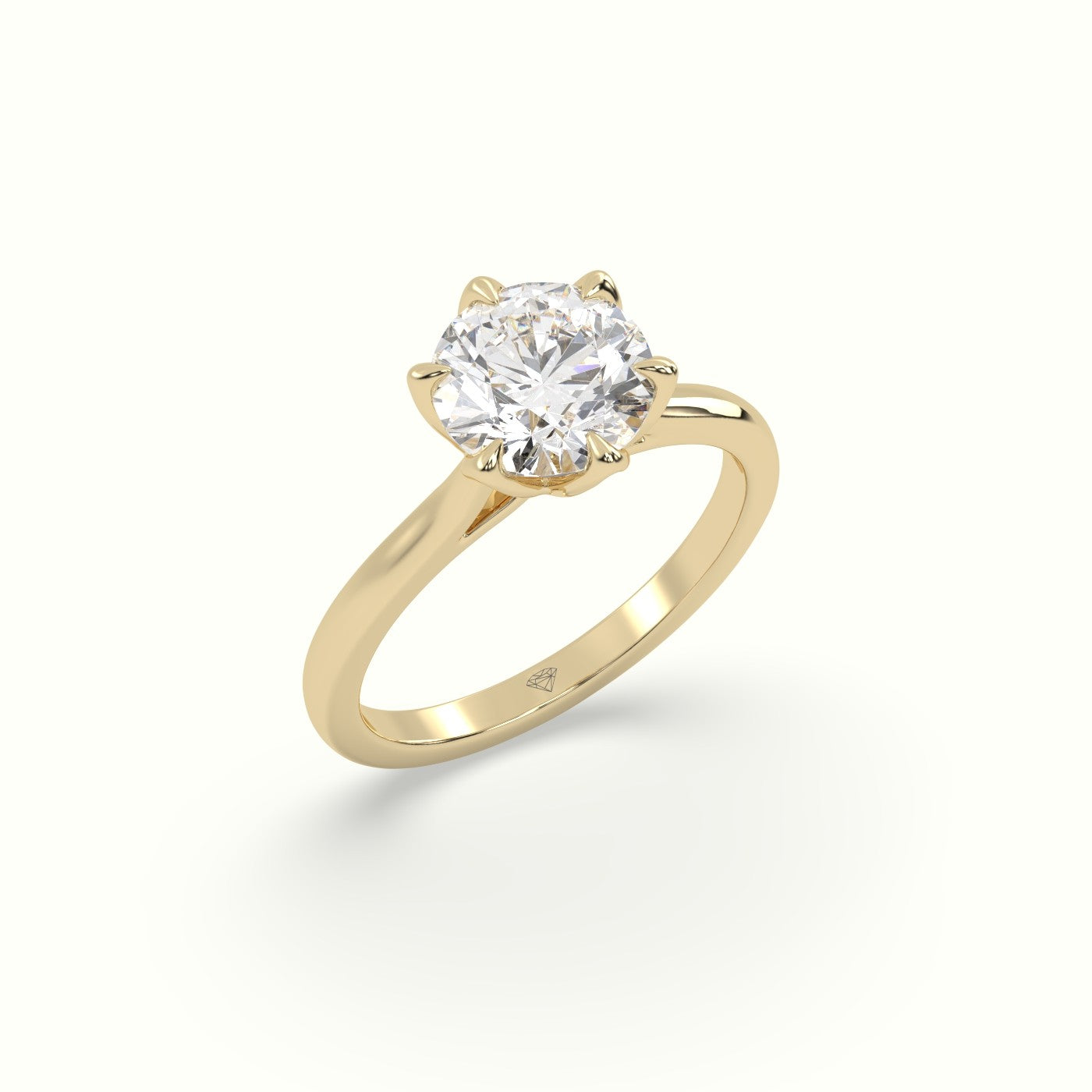 6-Prong Solitaire Round Diamond Engagement Ring — Yellow Gold