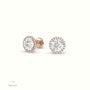4 Prong Round Lab-Grown Diamond Halo Stud Earrings 18K Rose Gold