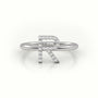 Round Cut Diamonds “R” Initials Monogram Alphabet Ring — White Gold