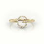 Round Cut Diamonds “G” Initials Monogram Alphabet Ring — Yellow Gold