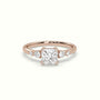Princess Diamond Solitaire Side Stone Engagement Ring — Rose Gold