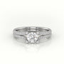 Round Cut Diamond Scallop Setting Designer Engagement Ring — White Gold