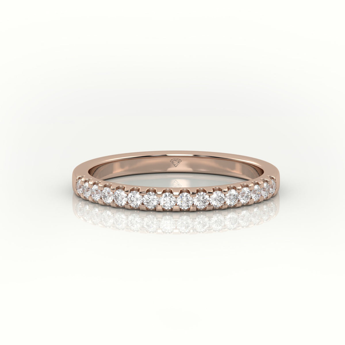 Round Cut Diamonds Scallop Setting Half Eternity Wedding Band — Rose Gold