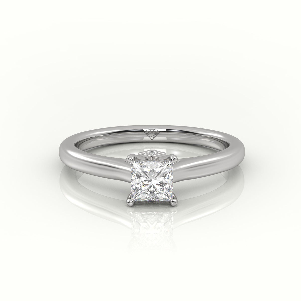 Princess Cut Diamond Solitaire Engagement Ring — White Gold