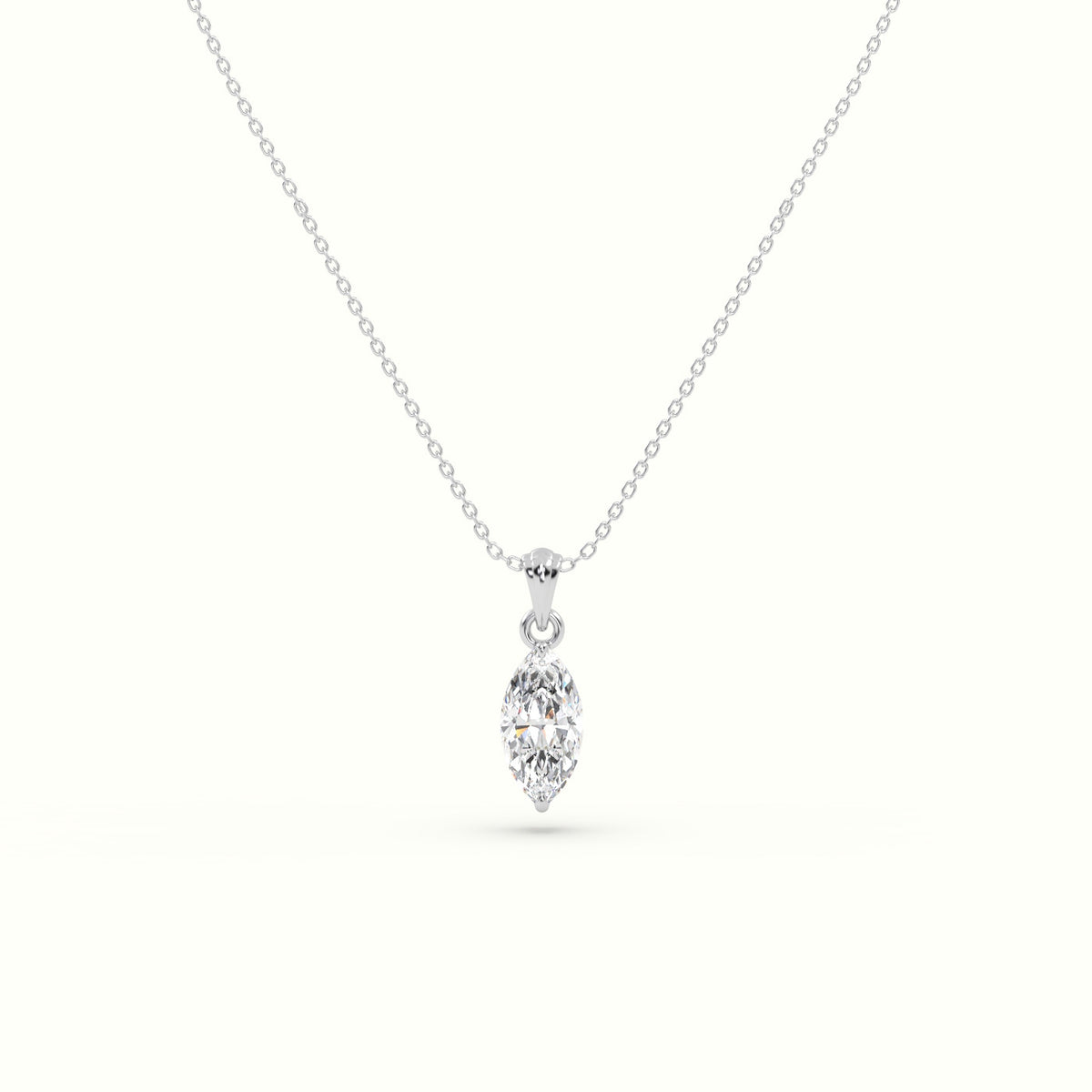Marquise Cut Solitaire Diamond Pendant — White Gold