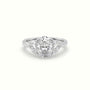 Oval Diamond Trilogy Half Moon Engagement Ring — White Gold