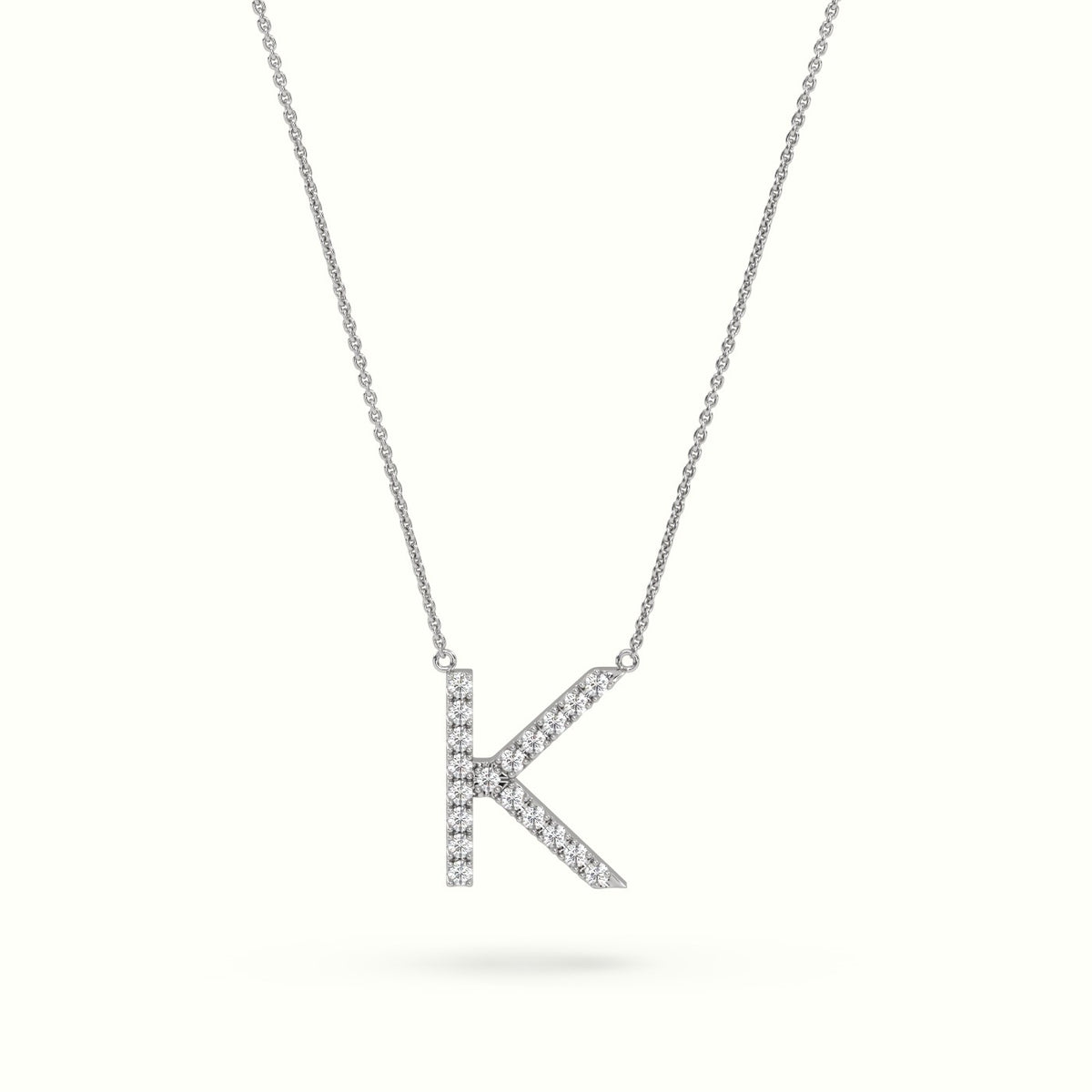 Initial "K" Diamond Necklace - 18k Gold — White Gold