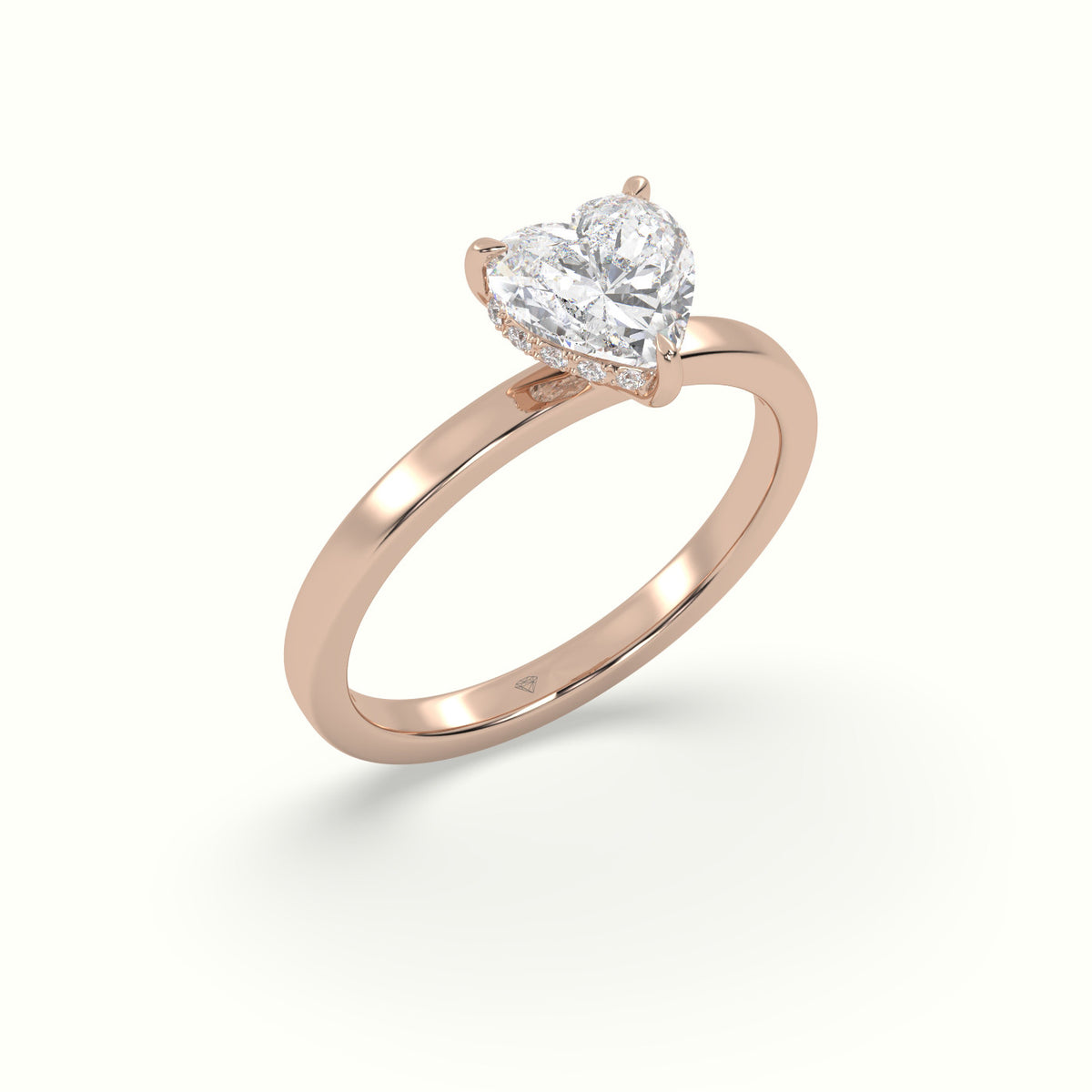 Heart Cut Hidden Halo Engagement Ring — Rose Gold