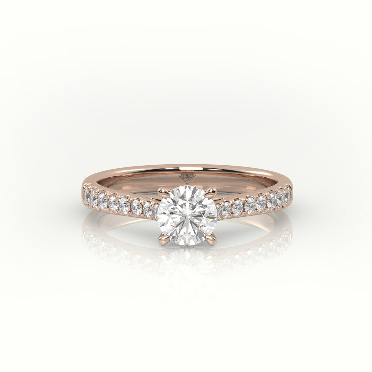 Round Cut Diamond 4 Prongs Scallop Setting Engagement Ring — Rose Gold