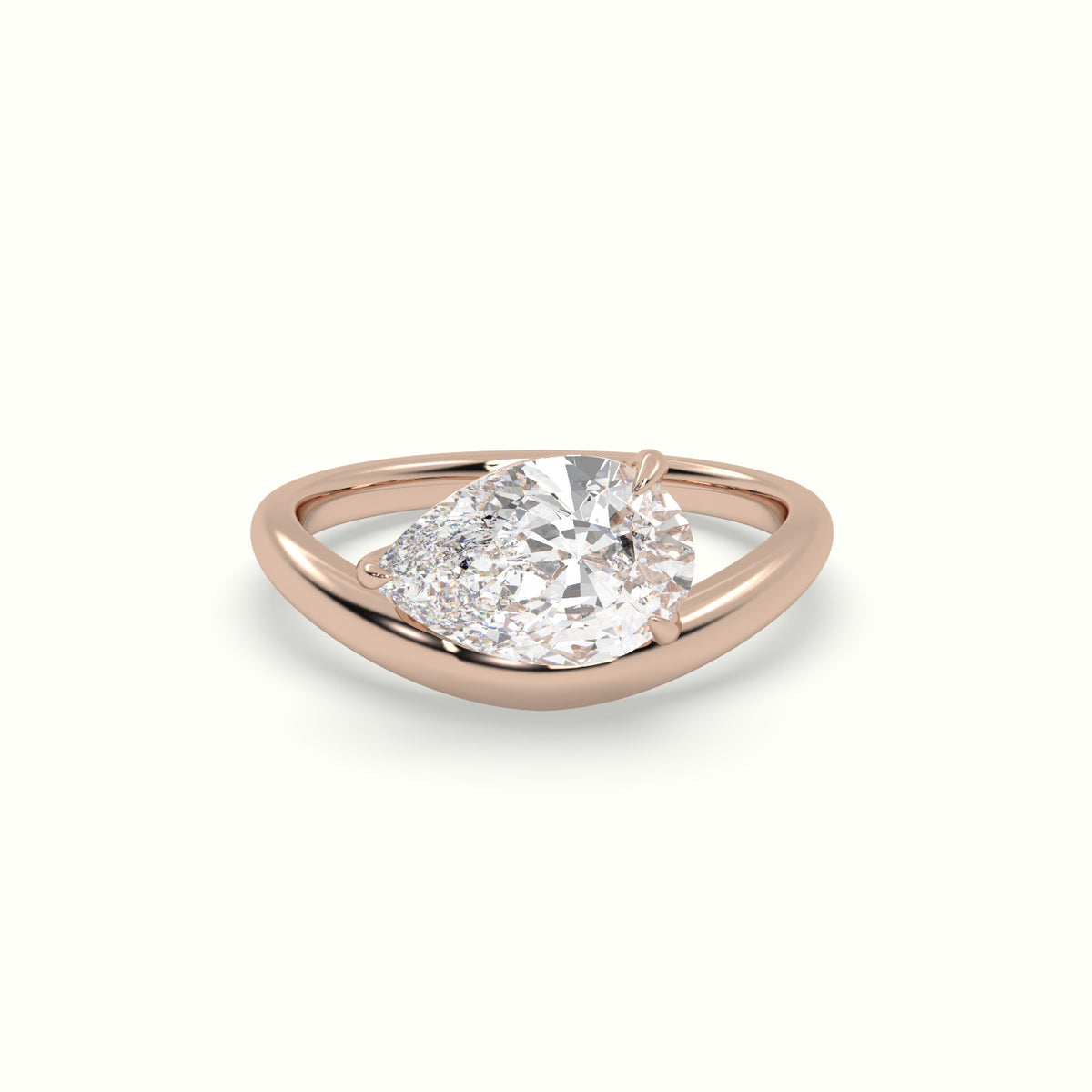 Pear Diamond Solitaire Engagement Ring — Rose Gold