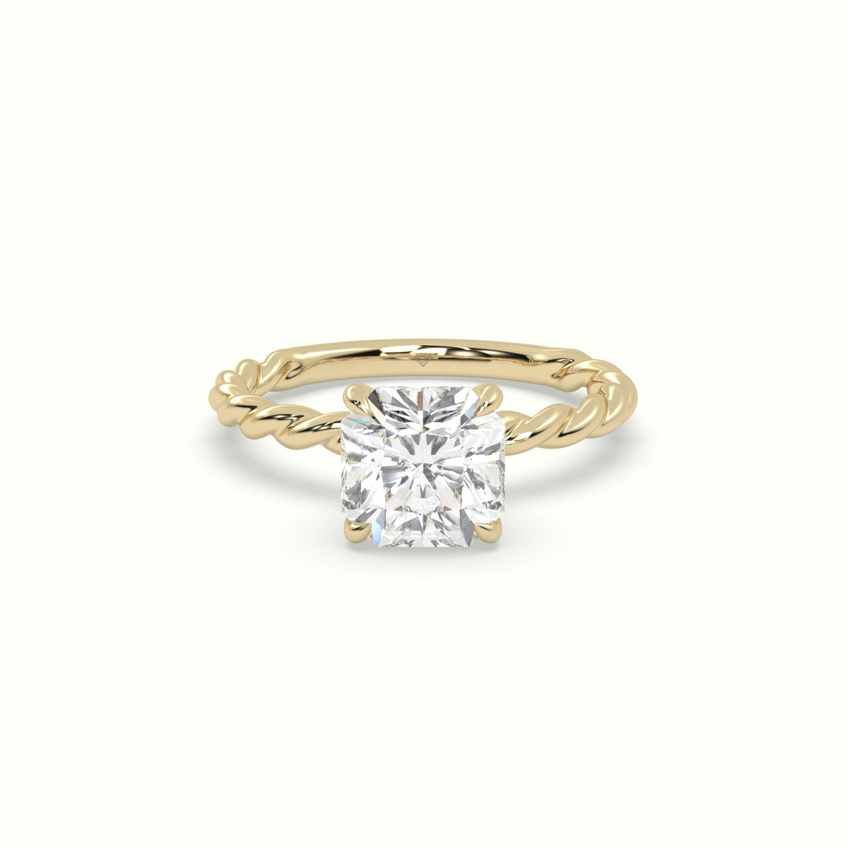 Asscher Cut Diamond Solitaire Engagement Ring — Yellow Gold