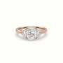 Cushion Diamond Trilogy Half Moon Engagement Ring — Rose Gold